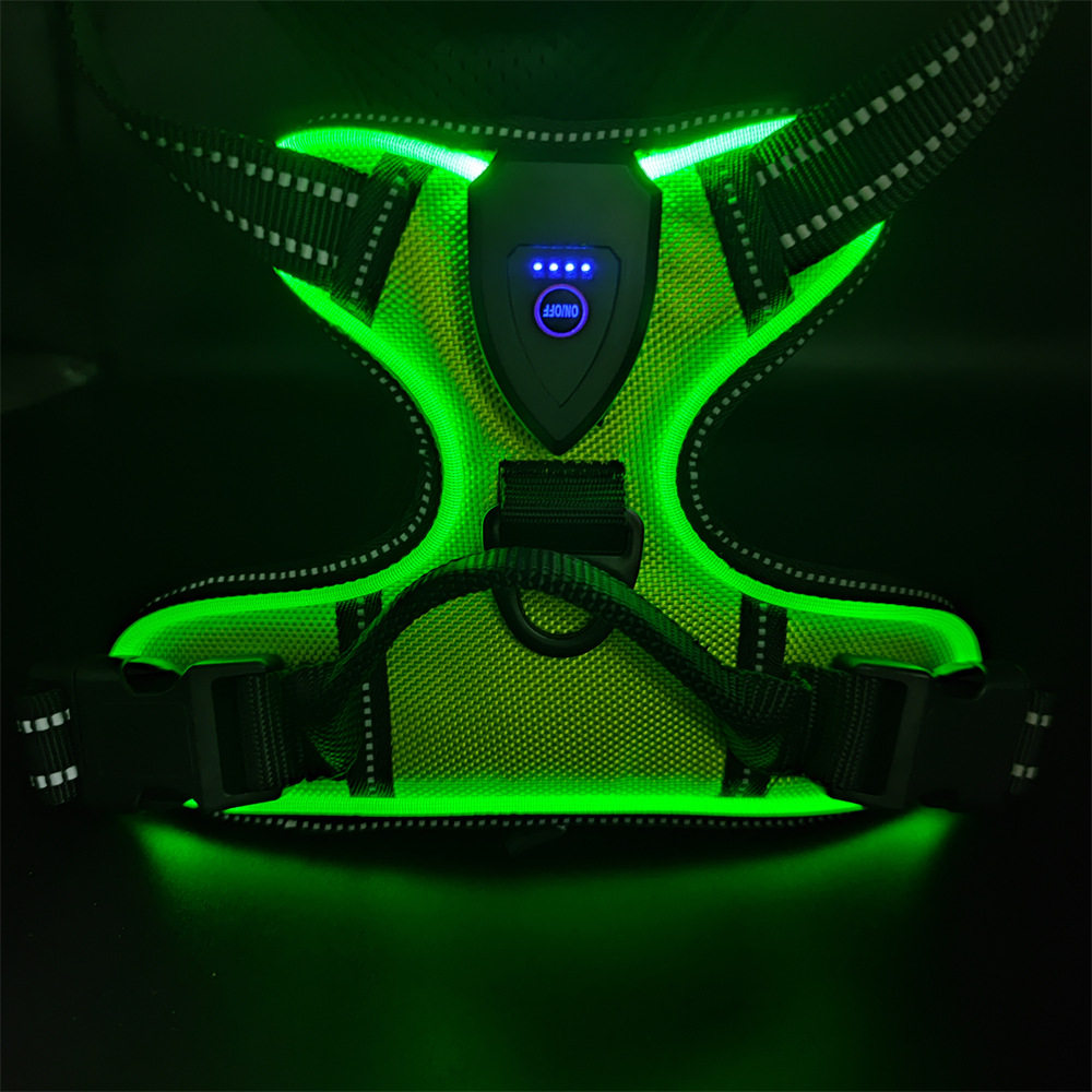 USB Rechargeable LED Light Up Dog Harness Leash
