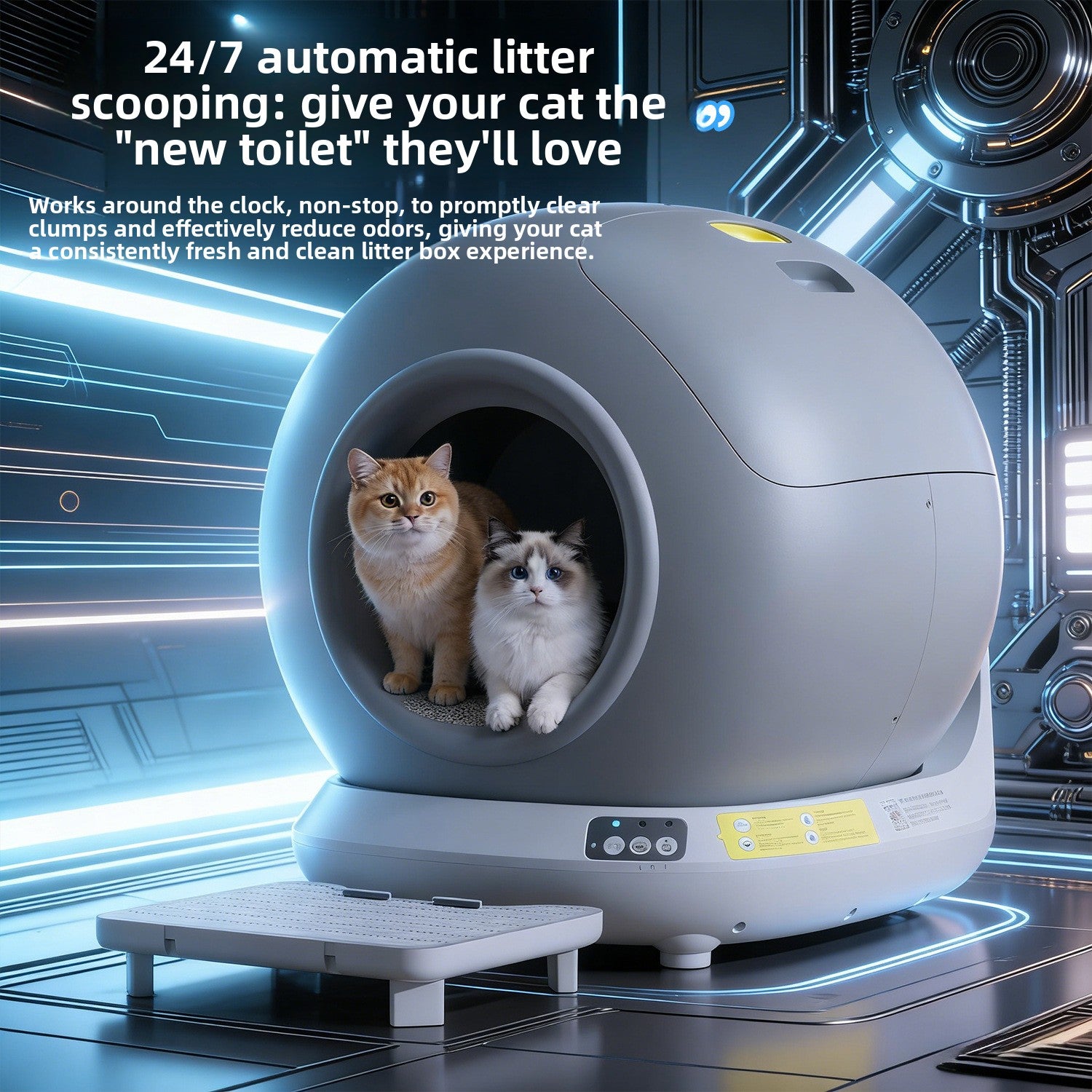 Smart Automatic Cat Litter Box with App Control