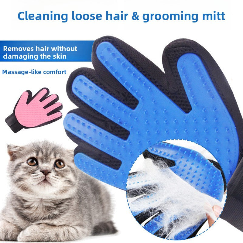 Pet Grooming Gloves — Deshedding Bath Brush for Dogs & Cats
