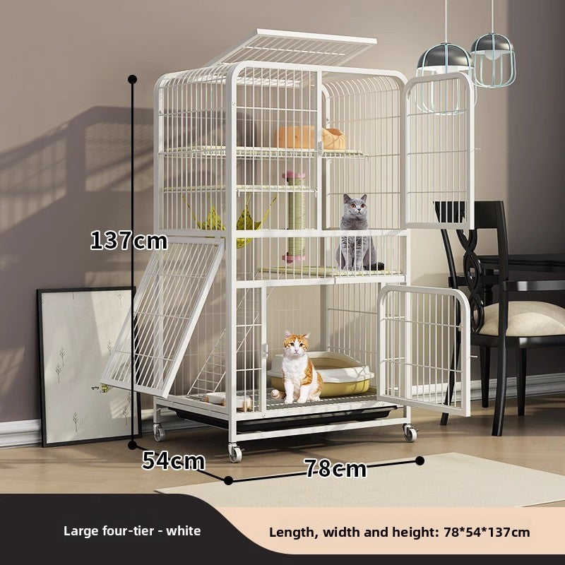 Four Story Indoor Cat Cage with Reinforced Frame