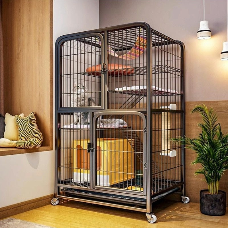 Four Story Indoor Cat Cage with Reinforced Frame