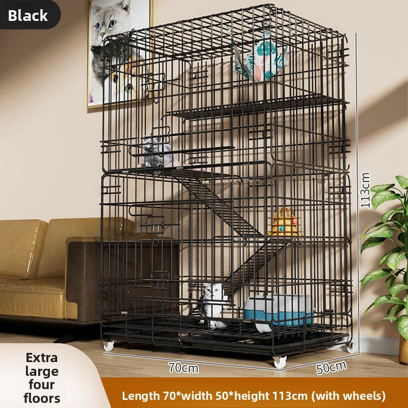 Four Story Indoor Cat Cage with Reinforced Frame
