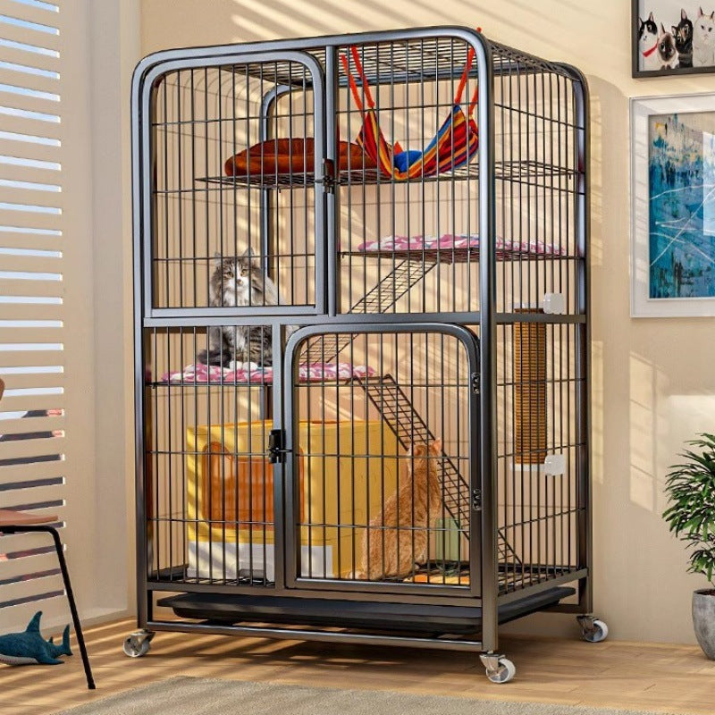 Four Story Indoor Cat Cage with Reinforced Frame